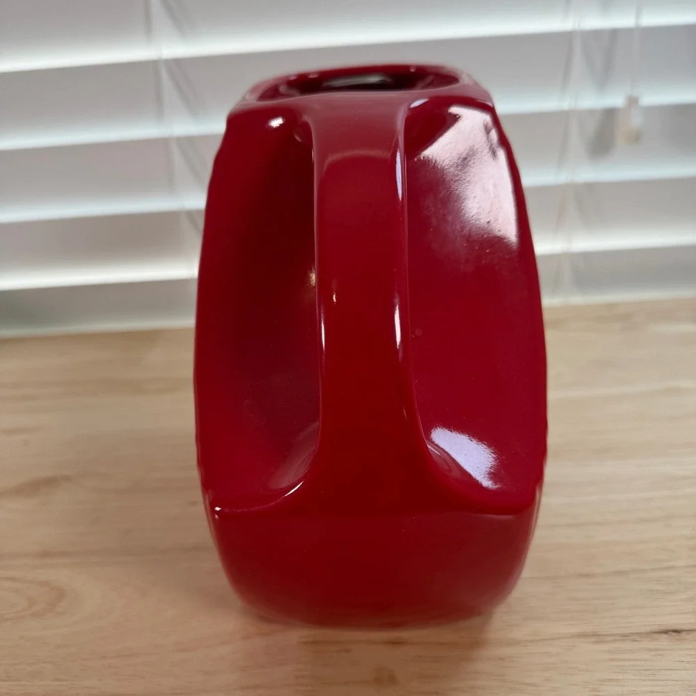 Vintage Fiesta Scarlet Red Glazed Ceramic Dishwasher Safe Large Disk Pitcher